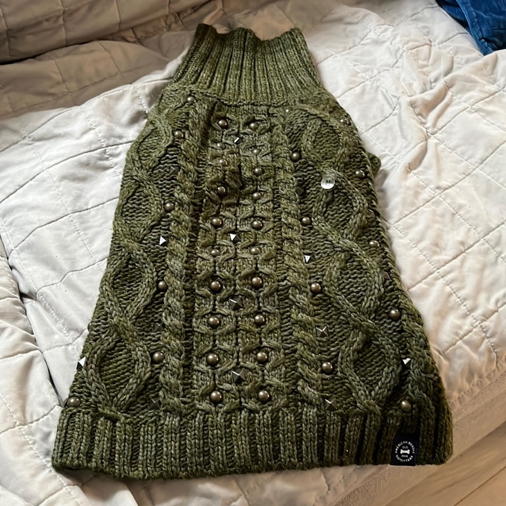 COPY - American beagle outfitters AE dog stud olive green dog sweater M nwt new